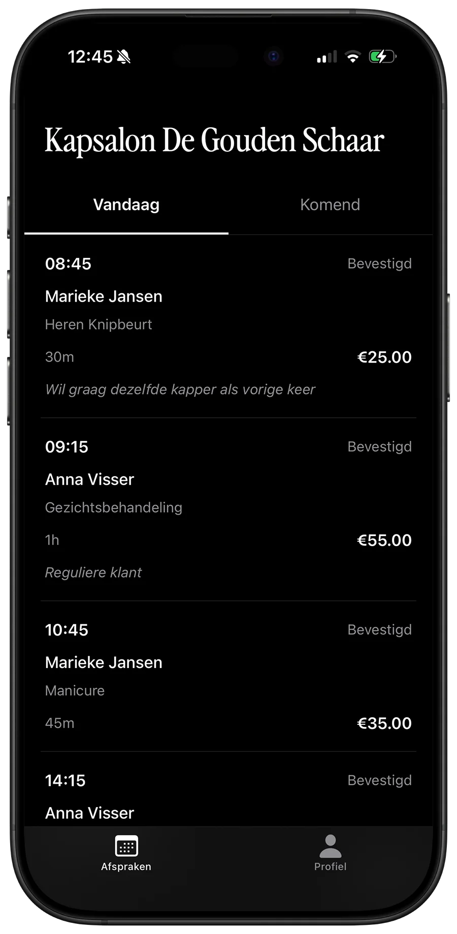 Bookura mobiele app - salon beheer onderweg